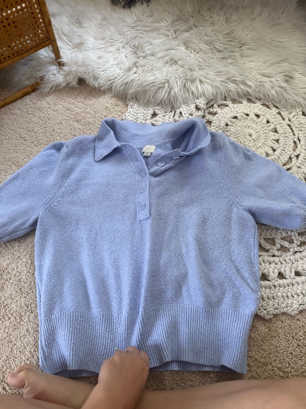 A New Day Periwinkle Collared Knit Top Large